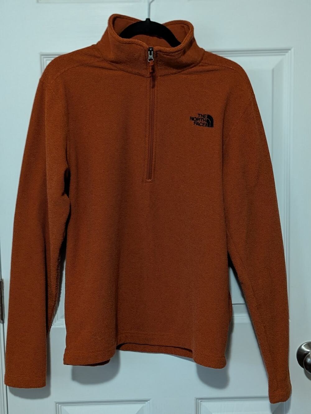 The North Face Men's Textured Cap Rock 1/4 Zip Fleece Pullover Med Rust Orange